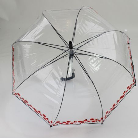 Parapluie cloche transparent guirlande coquelicots