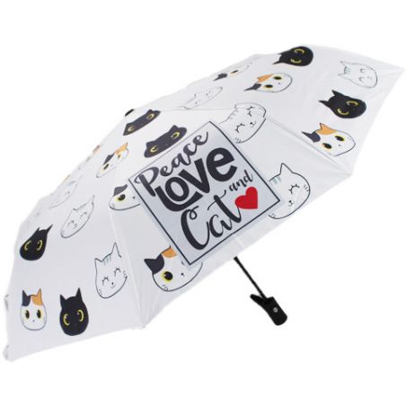 Parapluie pliant automatique blanc fantaisie chats
