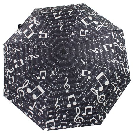 Parapluie pliant automatique noir notes musique