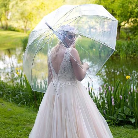 Parapluie cloche golf transparent blanc