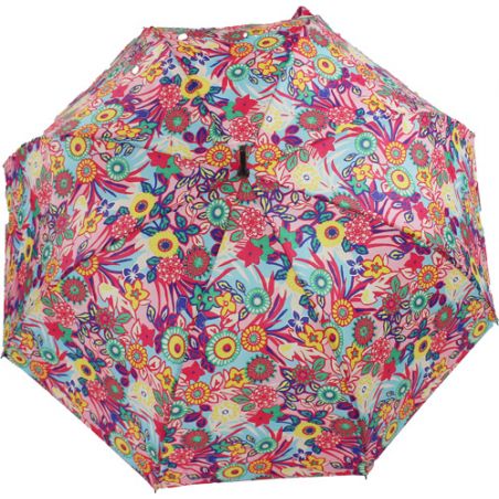 Parapluie canne rose floral fabrication française