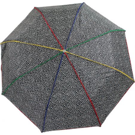 Parapluie pliant noir et blanc baleines gansées multicolores