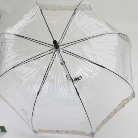 Parapluie luxe transparent anglais cloche bord floral