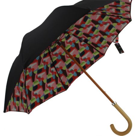 Parapluie canne double toile vintage fabrication française