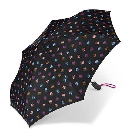 parapluie pliant automatique noir Esprit logos multicolores