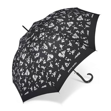 Parapluie original Cardin motif floral noir