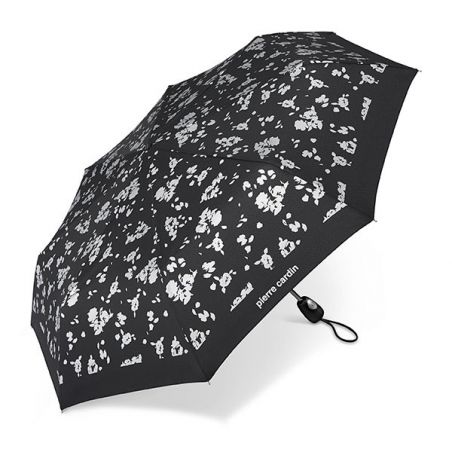 Parapluie pliant Cardin motif floral noir