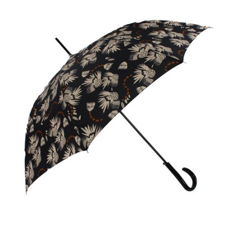 Parapluie droit Pierre Cardin inspiration florale en noir