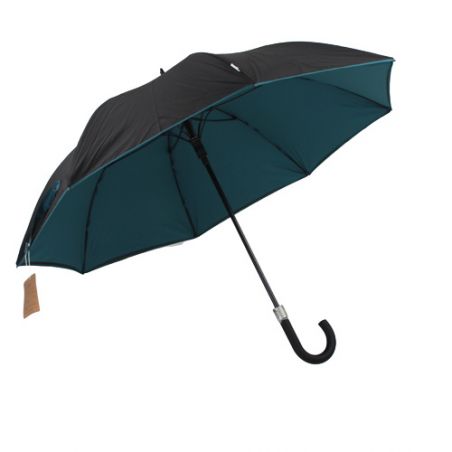 Parapluie résistant au vent noir et vert océan