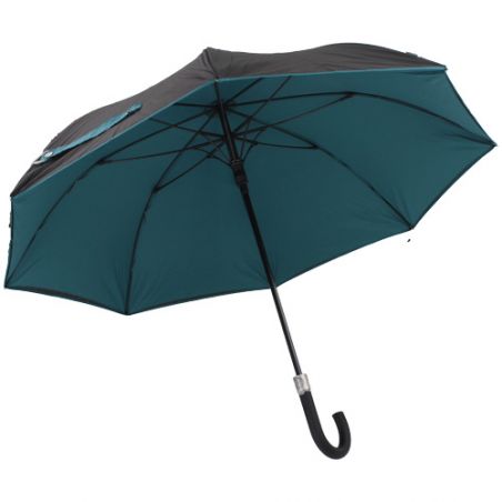 Parapluie résistant au vent noir et vert océan