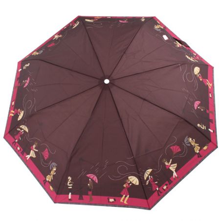 Parapluie pliant marron femme motif tempête en ville