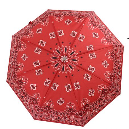 Parapluie pliant femme bandana rouge made in france