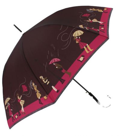 Parapluiefemme motif tempête en ville chocolat