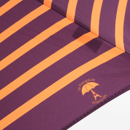 Parapluie canne marinière violet et orange fabrication française