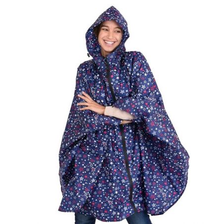 Poncho de pluie bleu motif étoiles