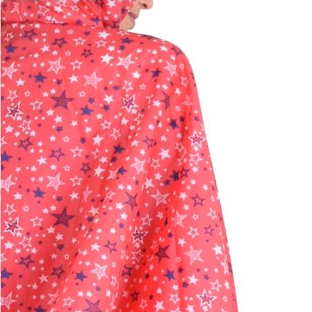 Poncho de pluie rouge clair motif étoiles