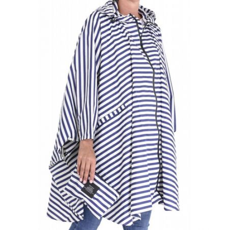 Poncho de pluie motif marinière